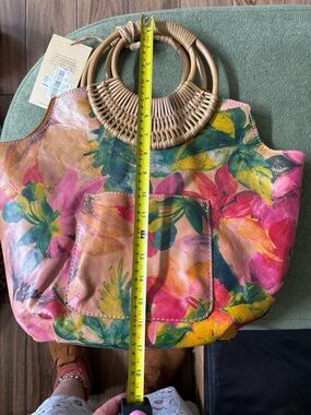 Patricia Nash NWT Floral Multicolor Rattan-Handle Tote Bag